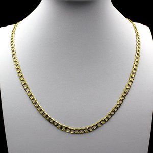Real 10K Yellow Gold 2.5mm Cuban Link Chain Necklace 16" inch